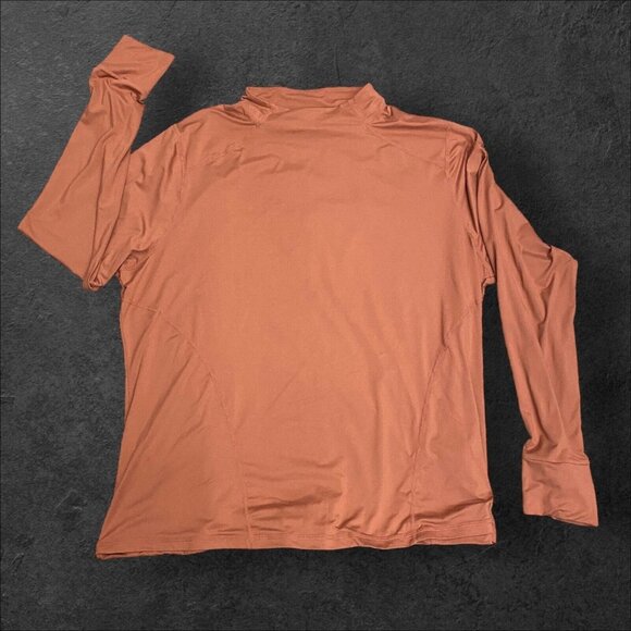 Fabletics Shirt Phoenix Brick Cherry Mocha Mock Neck Athletic Long Sleeve 2X - Picture 4 of 10